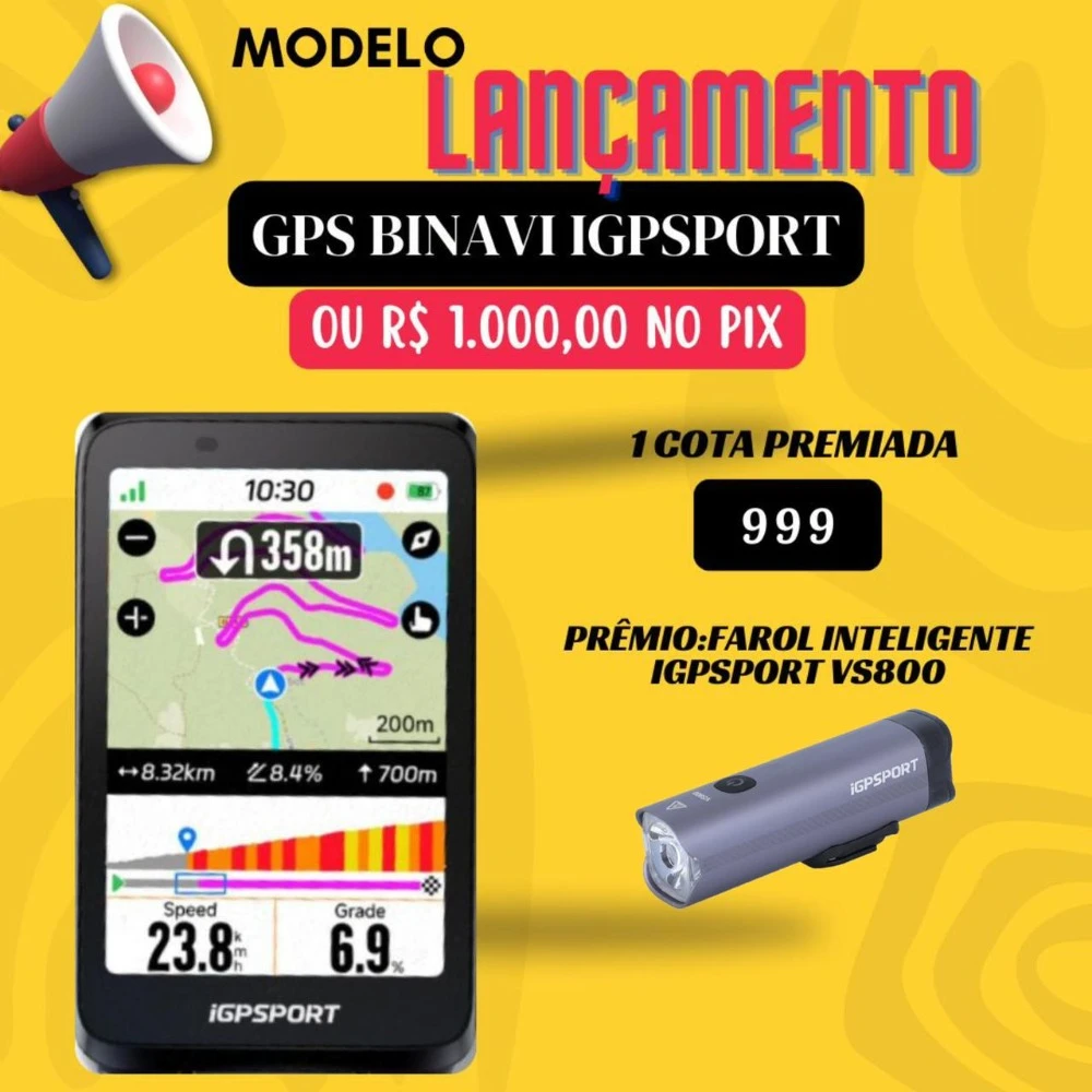 RIFA GPG BINAVI IGPSPORT OU R$ 1.000,00 NO PIX