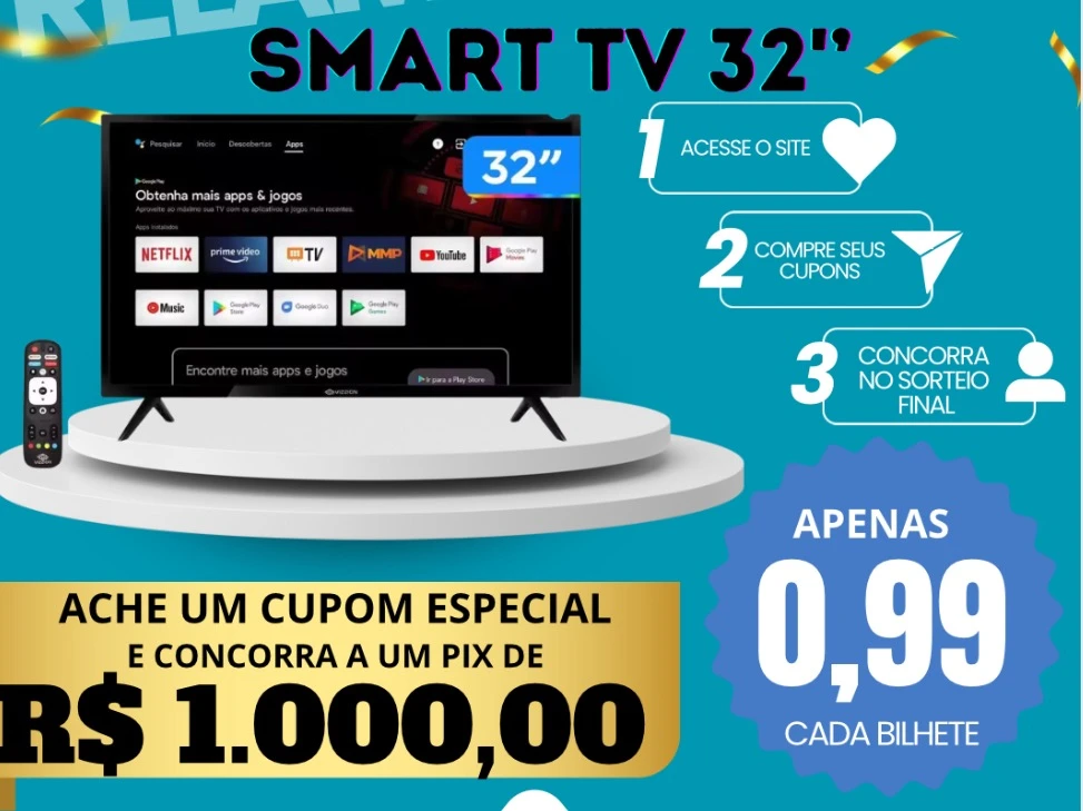 TV 32'' + Cupom valendo 1.000,00 no PIX